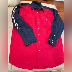Resistol Rodeo Gear Western Cowboy Rodeo Shirt Mens Large Red Blue
